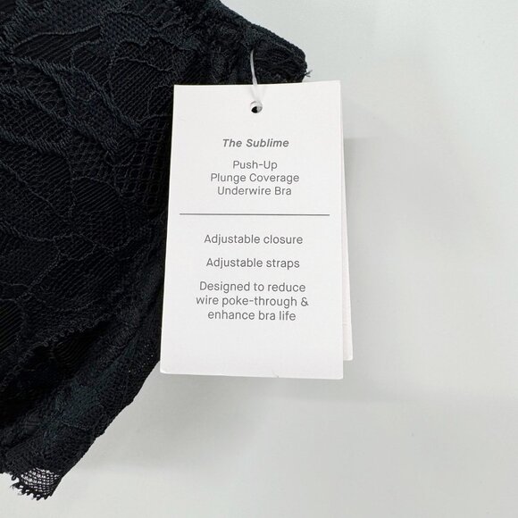 NEW Auden Sublime Lace Plunge Push Up Bra - Black - Picture 7 of 15